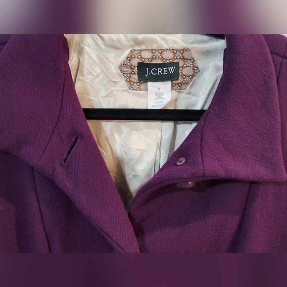 J. Crew Plum Peacoat Size 6 Wool Blend Winter Coat Classy Lady Day Office Preppy - Picture 4 of 4